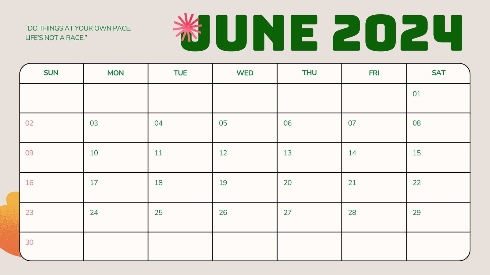 june 2024 calendar