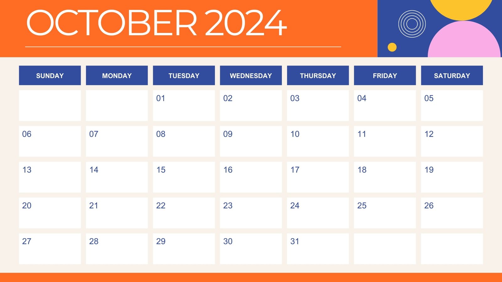 october 2024 calendar