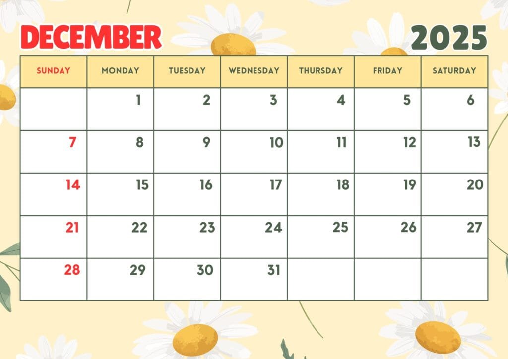 december 2025 calendar